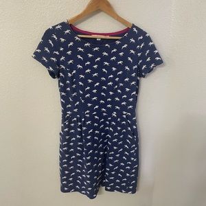Boden Phoebe Navy Blue Knit Cotton Dress, Equestrian Print (with pockets)